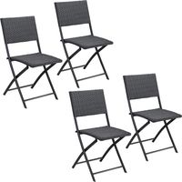 CASARIA® Rome Poly Rattan Folding Garden Chairs 2/4 Piece Set Outdoor Patio Furniture Foldable Balcony Terrace Camping Beach Bistro Conservatory Kitchen Seating Black 4er Set Schwarz (de)