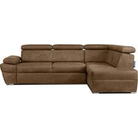 KONSIMO RATLO Ecksofa , Schlaffunktion, 4 /5 Sitzer, Bettkasten, Lederoptik, braun