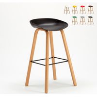 Sgabello alto per Bar e Cucina Effetto Legno Towerwood - Nero