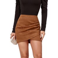Robe croisée froncée à taille haute et fermeture éclair pour femme