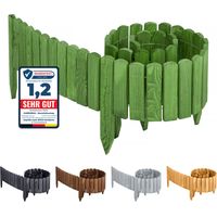 Garronda Beeteinfassung Holz Rollzaun Holzzaun 200 x 20 cm imprägniert Flexibler Rollborder Rasenkante Palisade Gartenzaun Umzäunung für Garten GD-0046 (Darkgrün, Höhe: 20 cm)
