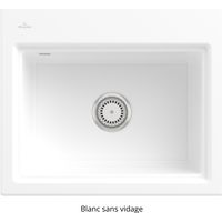 VILLEROY ET BOCH Subway Style 60 S Fregadero Blanco CeramicPlus desagüe manual acabado aluminio cepillado
