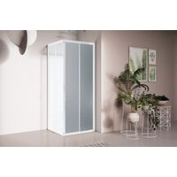 Box doccia quadrato 70x70 cm con profili in alluminio bianco opaco e finitura pannelli stampato - America 4