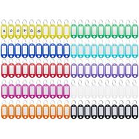 Lot de 100 porte-clés, porte-clés en plastique, porte-clés colorés inscriptibles en 10 couleurs, étiquettes d'identification avec porte-clés, pour clés, bagages ou-Crezuo