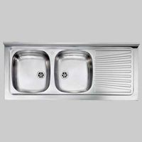 Lavello inox 2 vasche appoggio c/ gocciolatoio - 120 X 50 Sx
