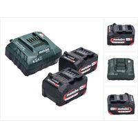Metabo Set de base 2x Batteries Li-Power 4,0 Ah 18V CAS Li-Ion + Chargeur ASC 55 (2x 625027000) (627378000)