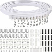 Rail de Rideau Incurvé au Plafond Pliable Support de Rideau de Plafond Flexible Rail Incurvé de Fenêtres Souples pour Tringle à Rideaux avec Crochets de Rideau en Métal (Blanc, 5 m)