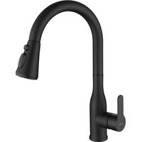 ONECE Robinet de Cuisine avec Douchette, Mitigeur Evier Extractible avec 3 Jets d'eau, Robinettrie Rotatif 360° pour Evier Double, Acier Inoxydable, Cartouche Céramique, Noir