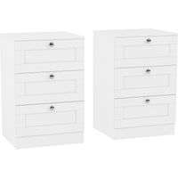 Altino Bedside Tables Set of 2 3 Drawer Bedroom Storage Chests, White