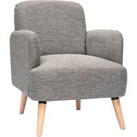 Sillón nórdico de tela gris claro y madera clara ISKO