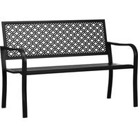 Banco de Jardín Acero 2 Plazas Respaldo Decorativo Terraza Patio 127x63x83 cm Negro