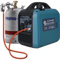 Könner & Söhnen Generatore Inverter KS 1900iG S, 2.0 kW Dual Fuel (Benzina/Gas), Silenzioso, Portatile, Eco-Mode, Ideale per Campeggio, Fai-da-te, USB, Incluso Tubo Gas