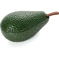 Fisura - Ciotola per guacamole con cucchiaio. Originale ciotola a forma di avocado. Ciotola per guacamole in porcellana. Ciotola verde per antipasti. 18 x 10 cm