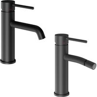 Coppia miscelatori monocomando lavabo bidet bagno serie jazz quickinstall finitura- nero opaco - confezione 1