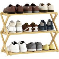 Zapatero Estrecho de Bambú Zapatero Vertical Plegable de 3 Niveles Sin Instalación Natural