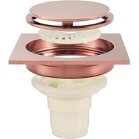 Shower Floor Drain Brass Deodorizer Square Invisible Shower Drain with ABS Deodorant Core, Large Flow (100 × 100 mm), Gold
