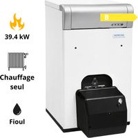 Domusa – Chaudière fioul à basse température 39,4 kW – Rendement 94,7 % – Compatible BioFioul F30 – Corps en fonte GG20