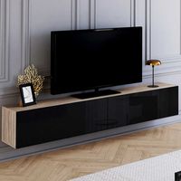 Mueble TV suspendido ELIO 2 puertas madera y negro 180 cm