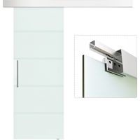 Porta Scorrevole in Vetro Smerigliato e Satinato con Binario e Maniglia per Bagno Cucina 210cm