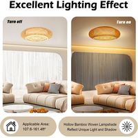 Plafonnier rétro en bambou - 3 lumières - Style bohème - Tissé à la main - 50 x 16 cm - Suspension en rotin - Pour LED/ampoule/lampe fluorescente