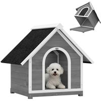 Niche pour Chien Extérieur Maison pour Chien Corps Entièrement Ouvrant pour Nettoyage Facile 84x101x86 cm Gris et Blanc