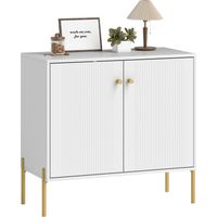 Aparador Moderno con 2 Puertas Estantes Ajustables Encimera con Efecto Mármol Patas de Acero Blanco 80x39,1x76 cm