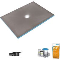 Receveur de douche à carreler 150 x 90 WEDI Fundo Primo écoulement centré + bonde horizontale + kit d'étanchéité + colle 320