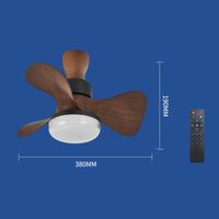 38cm Socket Fan Light with Remote, 3CCT Dimmable LED, 3 Speeds, Memory Function, Quiet Fan for Bedroom Kitchen,Walnut