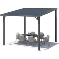 YODOLLA 3x3m Gartenpavillon, Hochwertiger Wandmontierter Leaning-to Metall-Pergola, Schwarz
