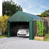 Tente garage carport 3 x 6m Auvent de voiture robuste avec 2 portes enroulables, toile 200g PE, vert