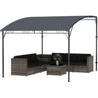 Tonnelle Pergola Métal Poliester 3,8x2,8 m Gris 16 Trous Drainage