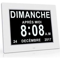 Horloge Calendrier - Auto Dimming pour Les Personnes Âgées / Alzheimer et les enfants -Blanc