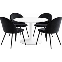 Carry Essgruppe Tisch Ø110cm, 4 Stühlen Velour schwarz.