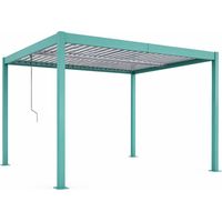 Bioklimatische Pergola mit verstellbaren Lamellen aus grünem Aluminium, 4 x 3 m RHODES