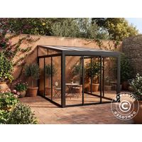 Jardin d'hiver San Pablo Alu+ avec fenêtres + portes coulissantes, 3x4m, Noir - Dancover