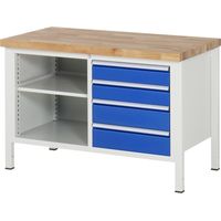 Rau Werkbank höhenverstellbar 8463A2, B1250xT700xH840-1040mm, 4x Schublade-TA