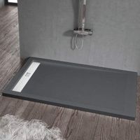 Piatto doccia ultrasottile 80 x 130 cm ELADIO in resina finitura ardesia antracite