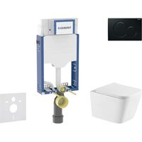 Geberit Kombifix - Conjunto de instalación empotrada, inodoro Arkas I y asiento softclose, pulsador Sigma01, negro SANI15CA5165
