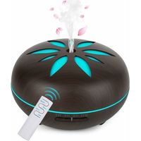 550ML Aroma Diffuser Ultrasonic Nebulizer Humidifier, Room Humidifier Aromatherapy Oils Aroma Lamp with 7 Colors LED Dark Wood