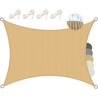 Voile d'ombrage HDPE Tissus Respirant Voile d'ombrage rectangulaire - Toile terrasse Protection UV, Sable, 2x3m