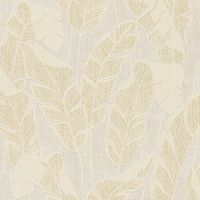 Carta da parati natura Profhome 395025 Carta da parati TNT strutturata con ornamenti floreali ed accenti metallici bianco beige oro 5,33 m2