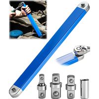 Clé réglable 2 en 1 haute performance avec tête à cliquet interchangeable – double poignée antidérapante, clé plate et clé à douille – pour le bricolage, la mécanique, la menuiserie et les réparations