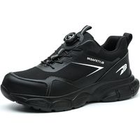 Chaussures de sécurité légères pour homme et femme - Mode - Bouton pression - Bottes de sécurité avec embout en acier - Respirantes - Chaussures de travail - Chaussures de sécurité pour homme, Noir ,