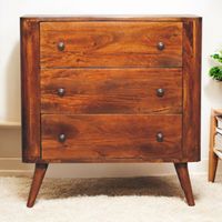 Solid Wood Bera Chest,3 Spacious Drawer, Brown