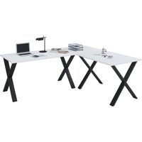 Escritorio de madera VCM VCM Escritorio de esquina simple 220x220 Forma L izquierda o derecha Panel de mesa de trabajo de 80 cm de profundidad Mesa de ordenador Muebles de oficina - Lona X (Negro