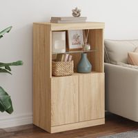 Vidaxl – Buffet avec éclairage LED – Bois d'ingénierie Sonoma – Dimensions 60,5x37x100 cm – Grand espace de rangement – Lumières RVB personnalisables