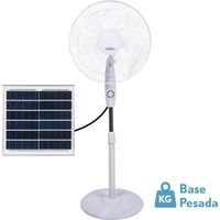 Abrila - Ventilator De Pie Solar Frontera Blanco 20w 3 Geschwindigkeiten 5 Flügel Feststehend & Rotierend Wiederaufladbar Lithium Batterie solar x43x38cm