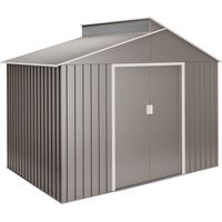 Caseta Metálica de Jardín 5,44m2 - 282x192x222cm - Acabado Metalizado Premium - Tragaluz de Policarbonato - Puerta Corredera Doble