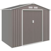 Cabanon de jardin 213x130x185 cm Cabanon métallique extérieur pour stockage d’outils gris
