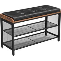Valora Mueble Zapatero con Asiento de Metal Marrón Rústico
